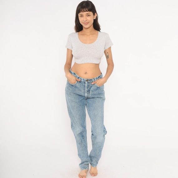 Guess Acid Wash Jeans 90s Georges Marciano High Waisted Mom Denim Tapered Leg Blue Faded Stonewash Straight Pants Vintage Trousers Women 34