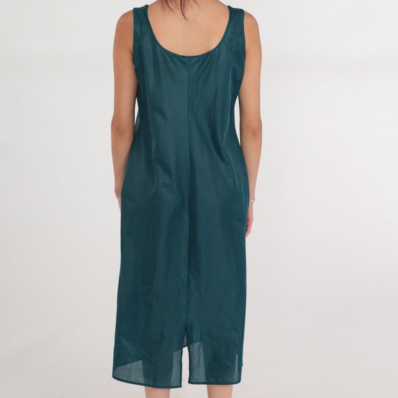 Green Slip Dress 90s Semi Sheer Midi Lingerie Tan… - image 5