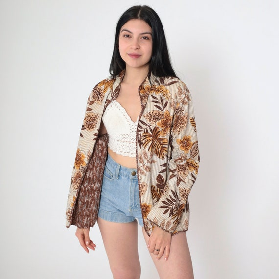 Reversible Floral Jacket Y2K Tropical Leopard Pri… - image 5