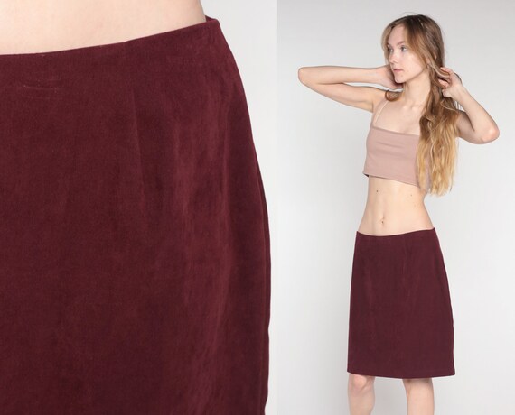 Plum Mini Skirt Y2k Pencil Skirt Retro Plain Simple High Waisted Wiggle Skirt Chic Minimalist Basic Plain Tailored Vintage 00s Medium Large