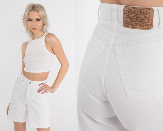 White Denim Shorts 90s Jean Shorts High Waist Jean Vintage Jean Casual Summer Shorts Bermuda Shorts Extra Small xs 0