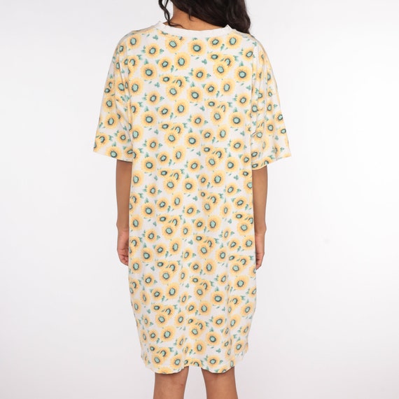 Sunflower Tshirt Dress Vintage Yellow Floral Dres… - image 7