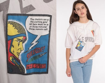 Astronaut Comic Shirt 90s Vintage Graphic Tshirt Sports Shirt Super Hero Shirt Short Sleeve Slouchy 80s Rocket Shirt Extra Large xl l
