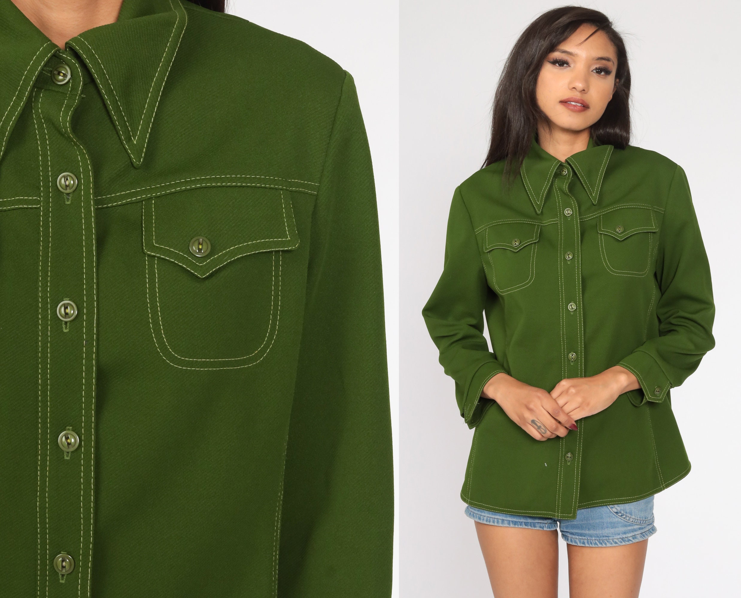olive green button up shirt