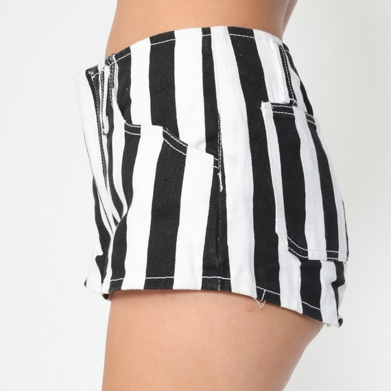Striped Jean Shorts 80s Black White Denim Shorts Hotp… Gem