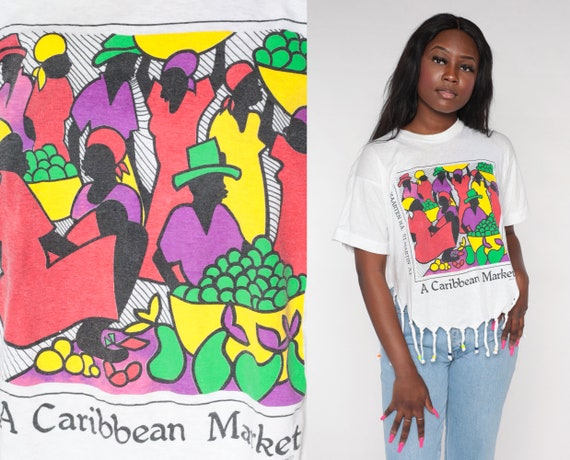 Museum hat risiko Caribbean Market Shirt 90s St. Martin T-shirt Beaded Fringe - Etsy