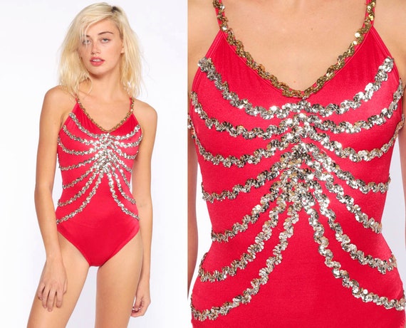 red sequin leotard