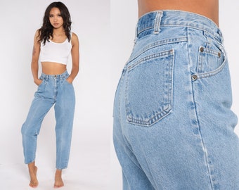 90s Mom Jeans High Waisted Jeans Retro Straight Tapered Leg Denim Pants Pleated Creased Streetwear Vintage 1990s Vivaldi Extra Small xs 25