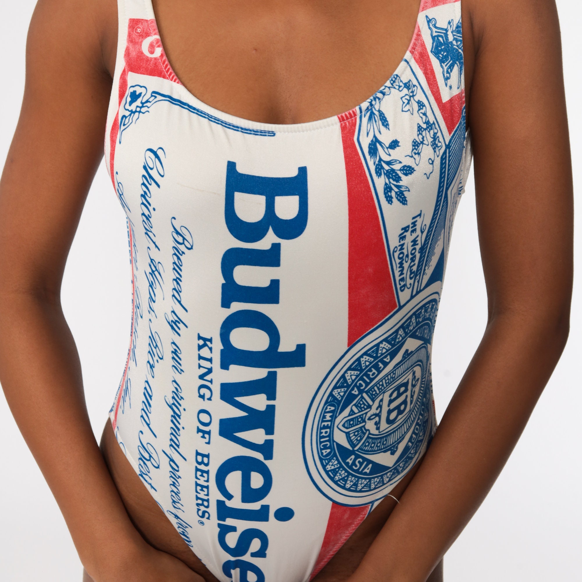 Vintage Budweiser Bathing Suit 80s 90s High Cut Swimsuit Beer Logo vintage-budweiser-bathing-suit-80s-90s-high-cut-swimsuit-beer-logo