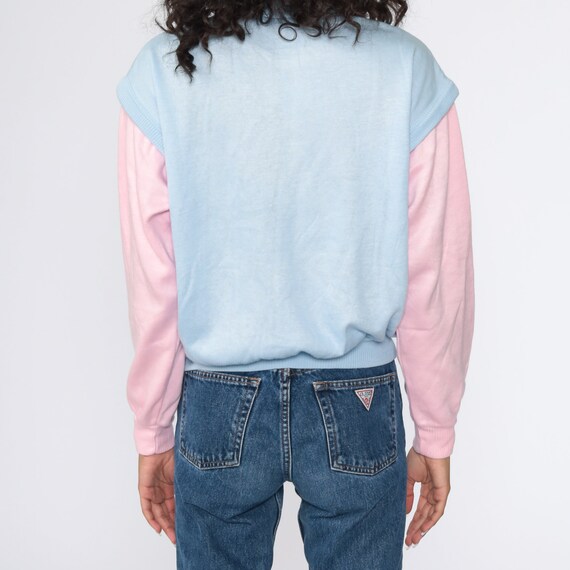 Size Small Baby Pink Baby Blue Sweater with Pockets Sweater Vintage 80s Pastel Sweater