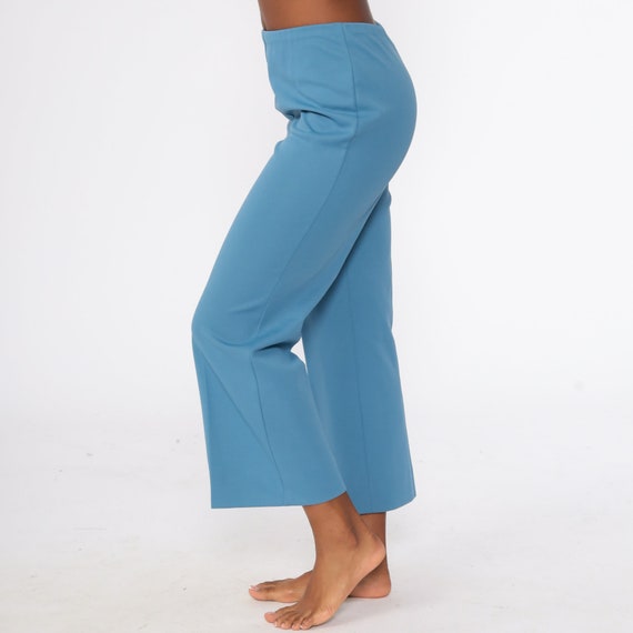 BELL BOTTOM Pants -- 70s Blue Polyester High Wais… - image 3