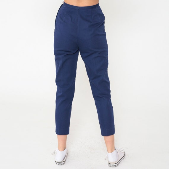 60s Ankle Pants Dark Blue Tapered Trousers Croppe… - image 9