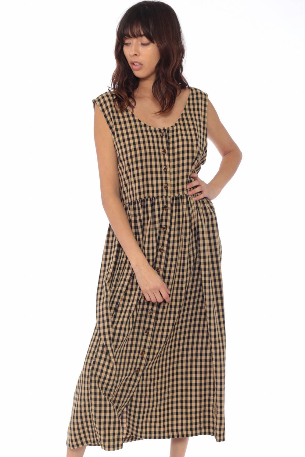 gold button jumper dress