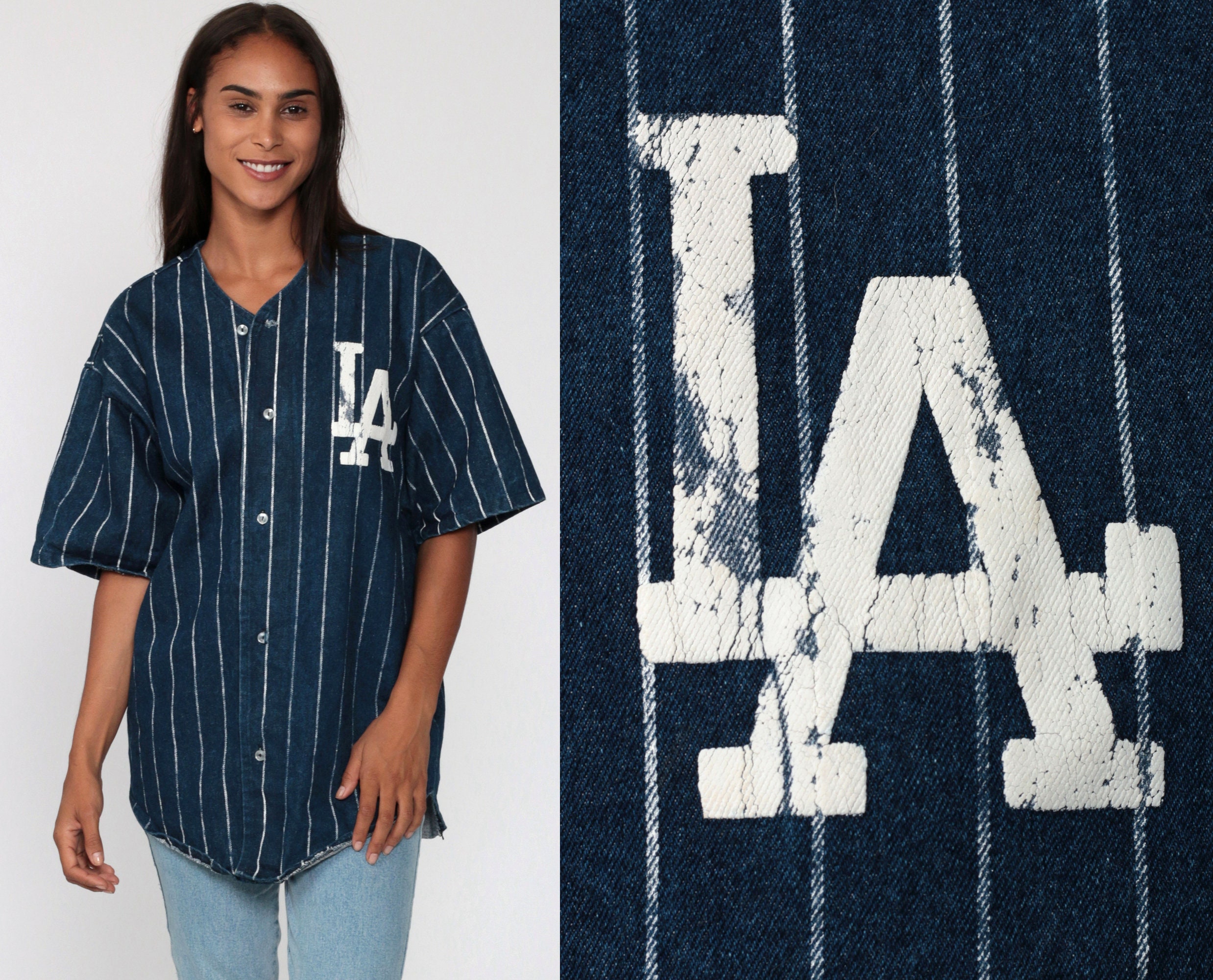 dodgers button up jersey