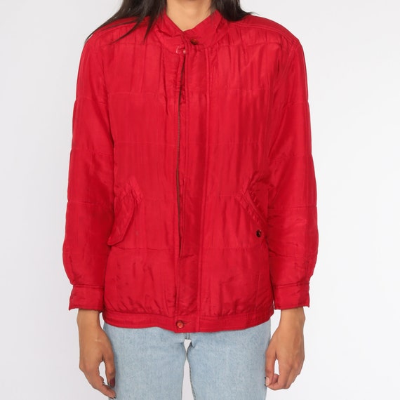 Red Silk Jacket Windbreaker Jacket 1980s Retro 80… - image 6