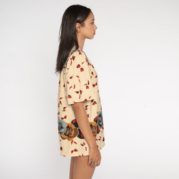 70s Floral Shirt Tan Button Up Shirt Bohemian Shi… - image 5