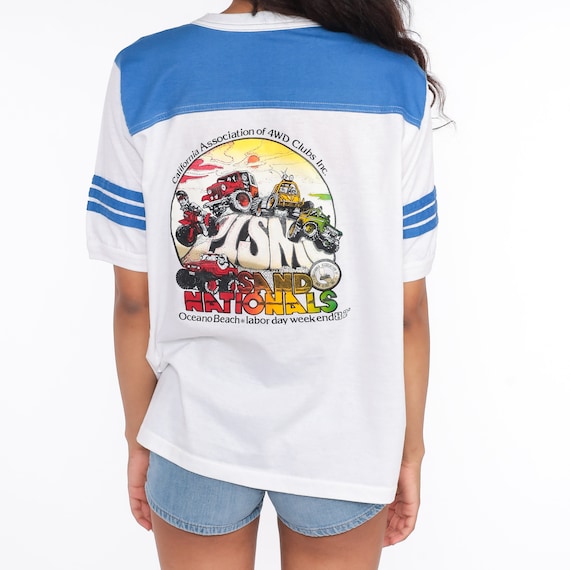 California 4WD Shirt Car Shirt 80s Graphic Tshirt Pismo Beach ATV Dune Buggy Four Wheel Drive Ringer Tee Retro Single Stitch Medium Large