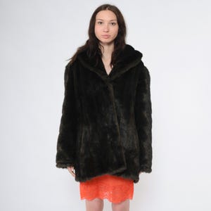 Vintage Brown Faux Fur Jacket 90s Fake Fur Coat Short Vegan Winter Bohemian Furry Glam Fuzzy Jacket 1990s Boho Extra Large xl