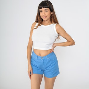 Vintage 90s Jean Shorts Blue Cuffed Denim Shorts Colored Mom Shorts 1990s Shorts High Waisted Small S