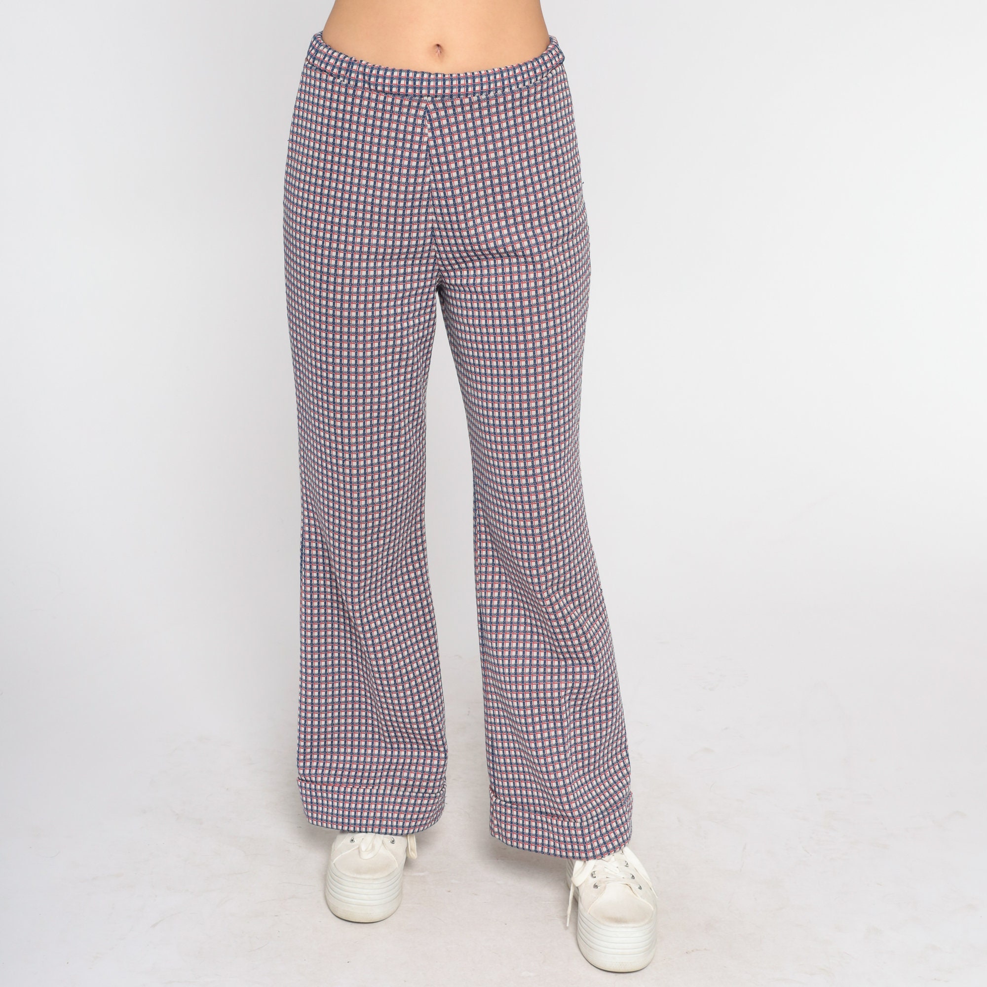 checkered bell bottom pants