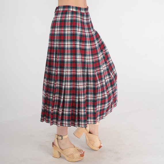 Pendleton Midi Skirt 80s Red Plaid Wool Skirt Hig… - image 4