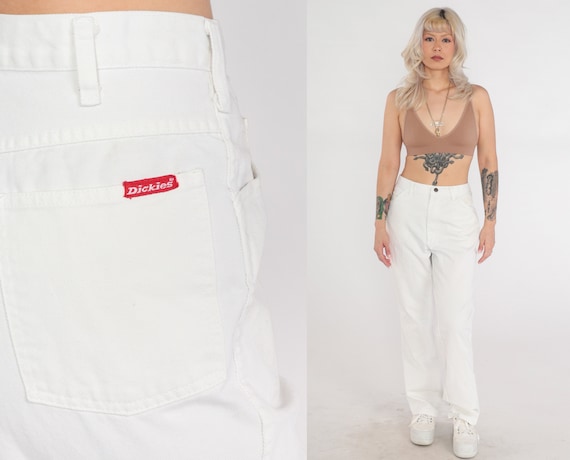 Dickies White Jeans Y2K Denim Pants High Waisted Rise Straight Leg Jeans  Retro Summer Workwear Work Pants Vintage 00s Extra Large Xl 36 