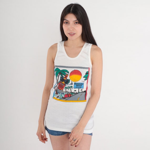 Ensenada Mexico Shirt 80s Jose Cuervo Tequila Tank Top Hitchhiking Surfer Graphic Tee Surf TShirt Single Stitch White Vintage 1980s Small xs