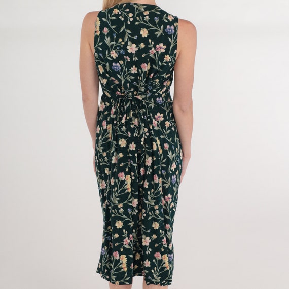 Floral Maternity Dress 90s Midi Dress Dark Green … - image 7