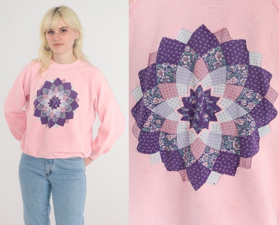 80's Pink Floral Embroidered Sweater by Rouge by Helium main image 1