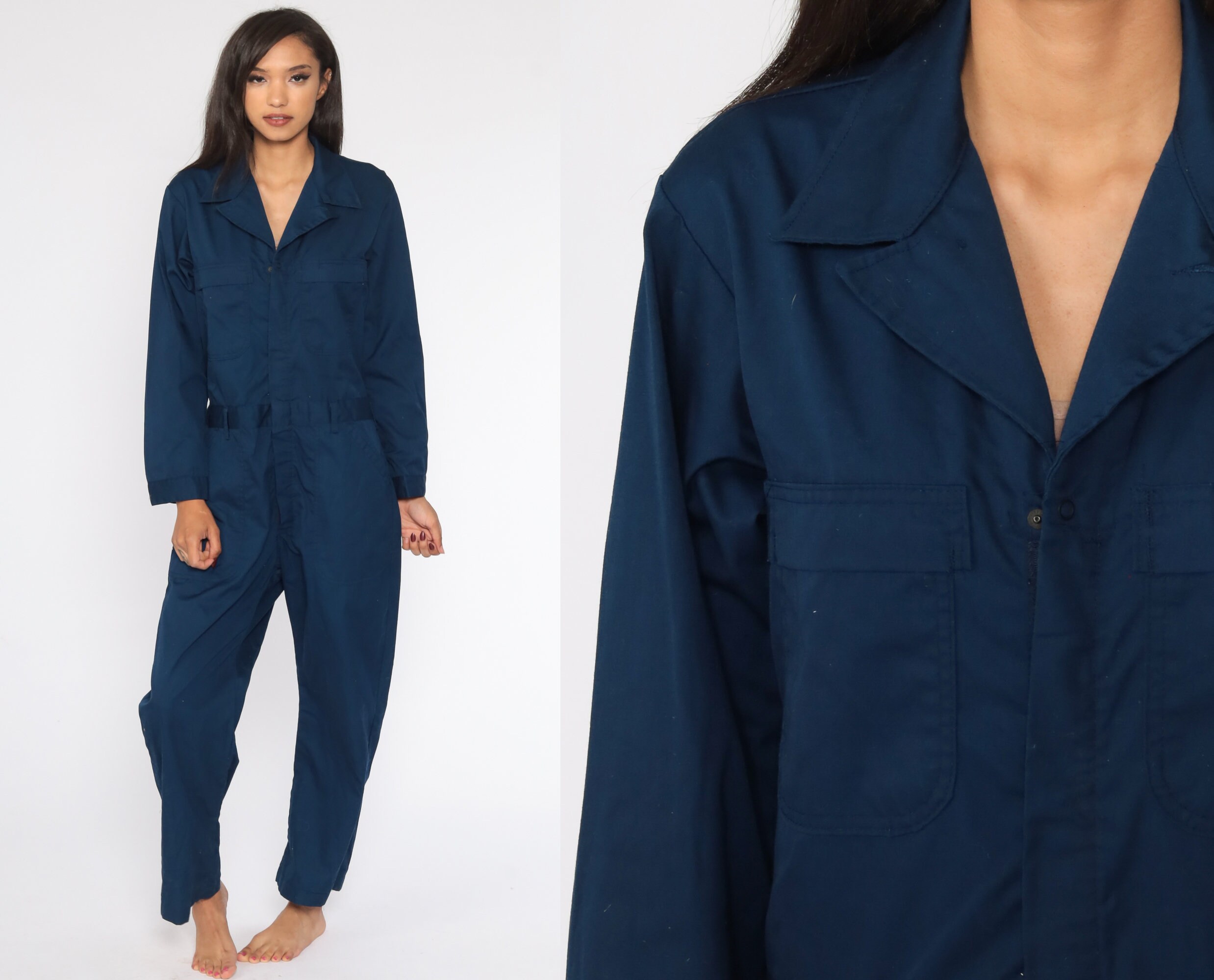Navy Boiler Suit 80s Coveralls Pants 