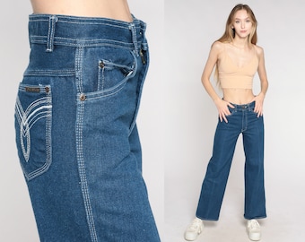 80s Straight Leg Jeans High Waisted Rise Denim Pants Dark Wash Blue Basic Streetwear Relaxed Vintage 1980s Small 28