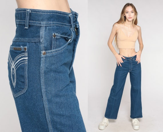 80s Straight Leg Jeans High Waisted Rise Denim Pants Dark Wash Blue Basic Streetwear Relaxed Vintage 1980s Small 28