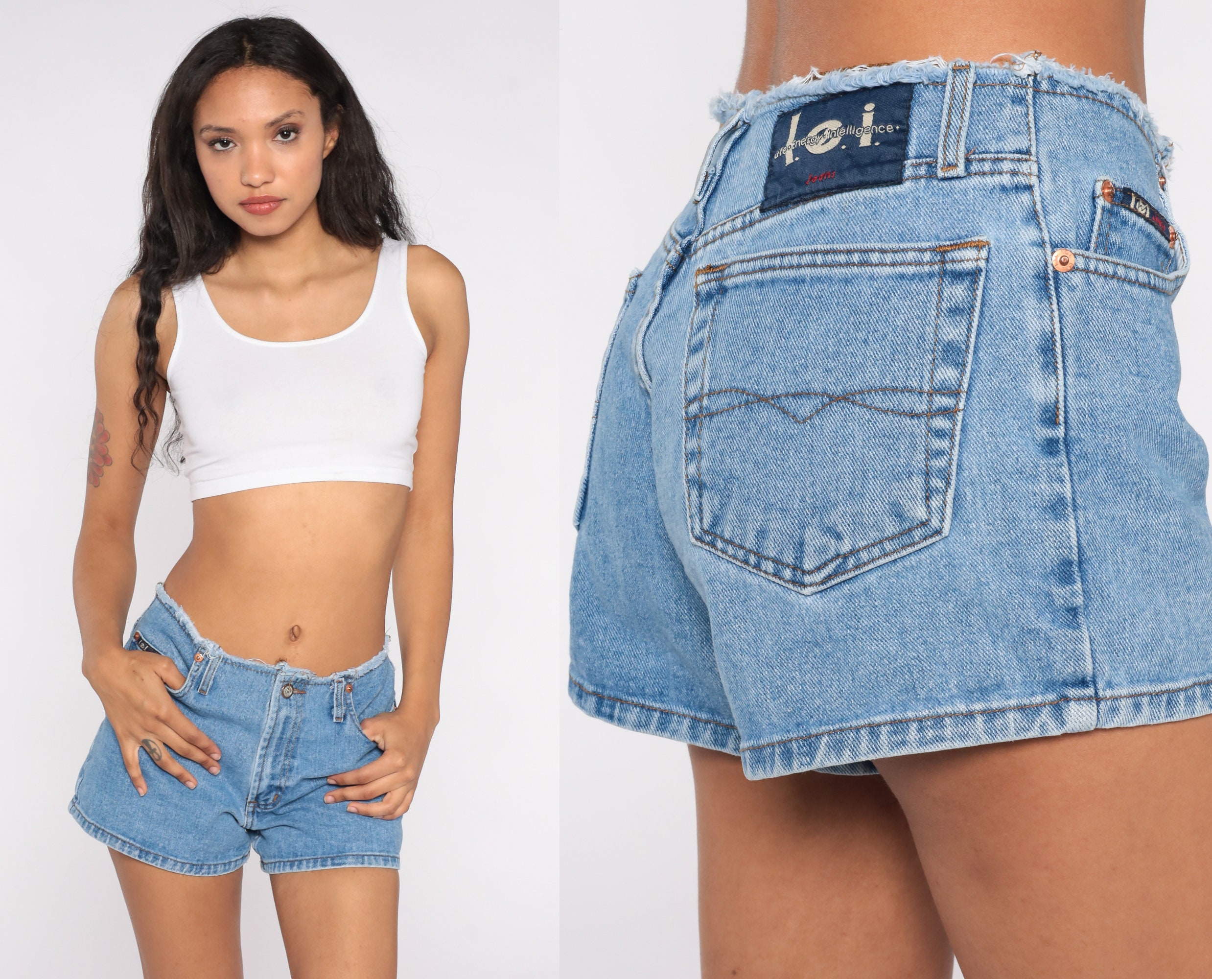 Y2K Jean Shorts LEI Low Rise Blue Denim 