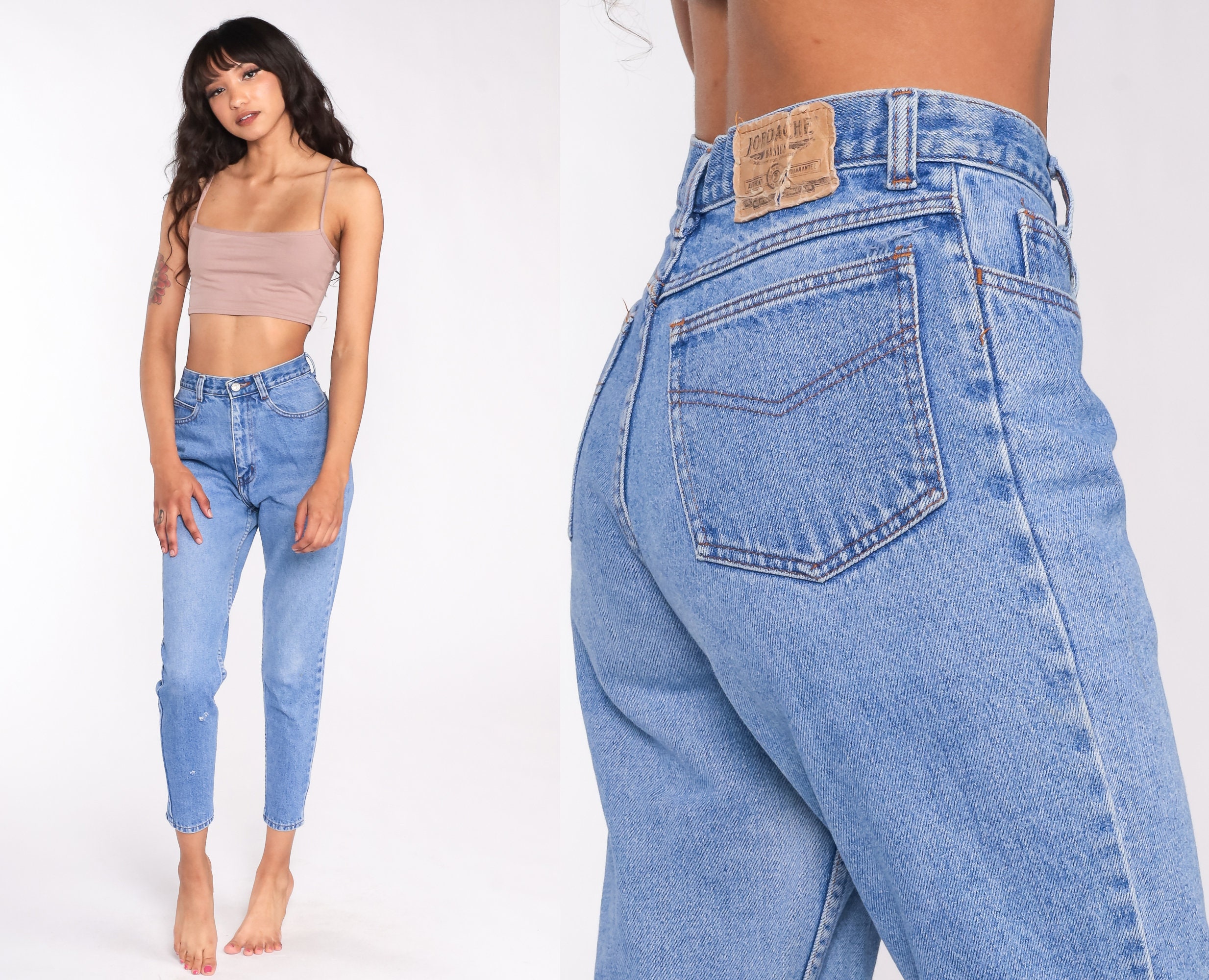 Buy Vintage Jordache Jeans 90s Skinny Jeans Ankle Zipper High Waisted Rise  Slim Tapered Denim Pants Blue Retro Streetwear 1990s Extra Small Xs Online  in India 