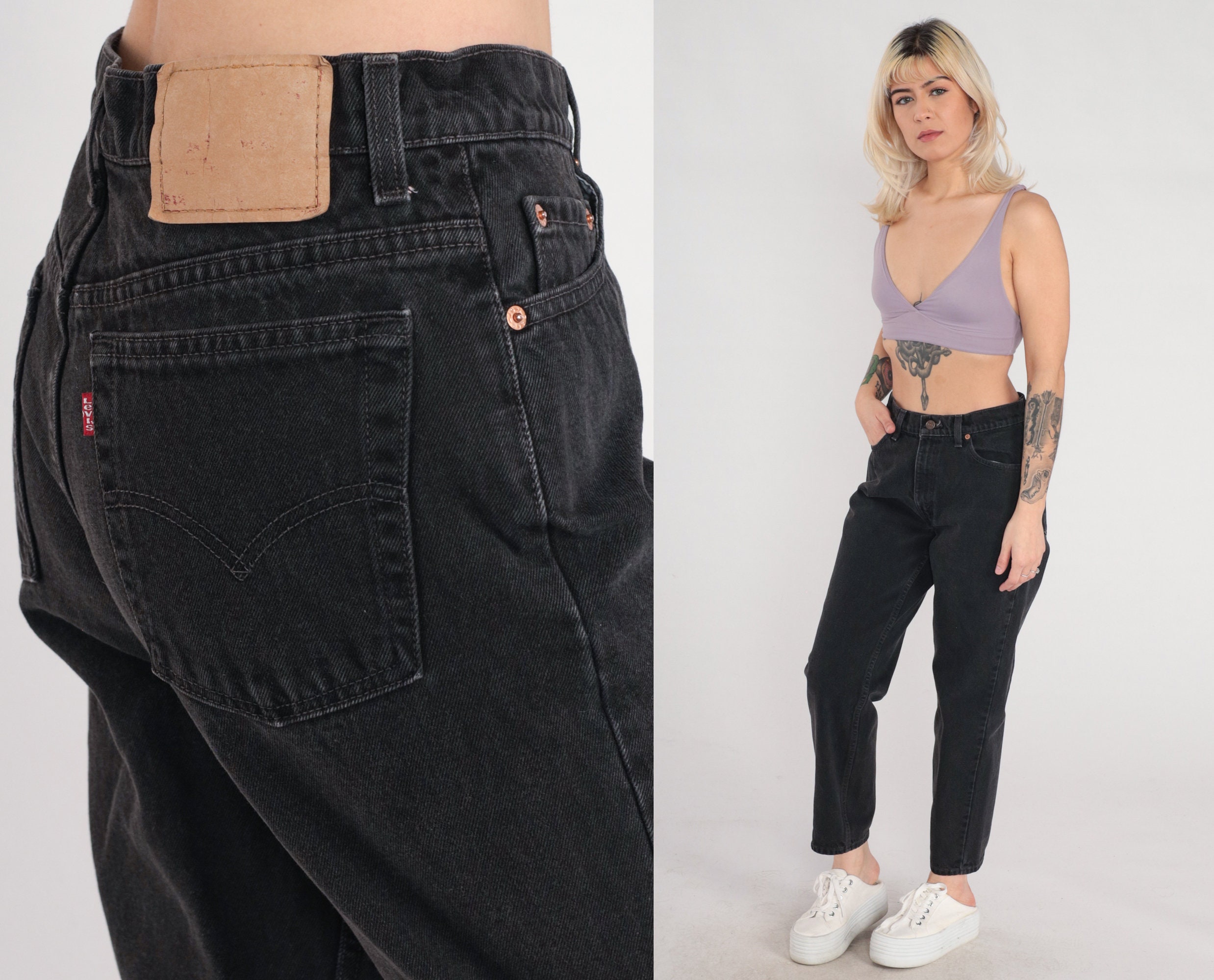 Black Levi Jeans 90s Levis Mom Jeans High Waisted Rise Denim Black Levi Jeans 90s Levis Mom Jeans High Waisted Rise Denim