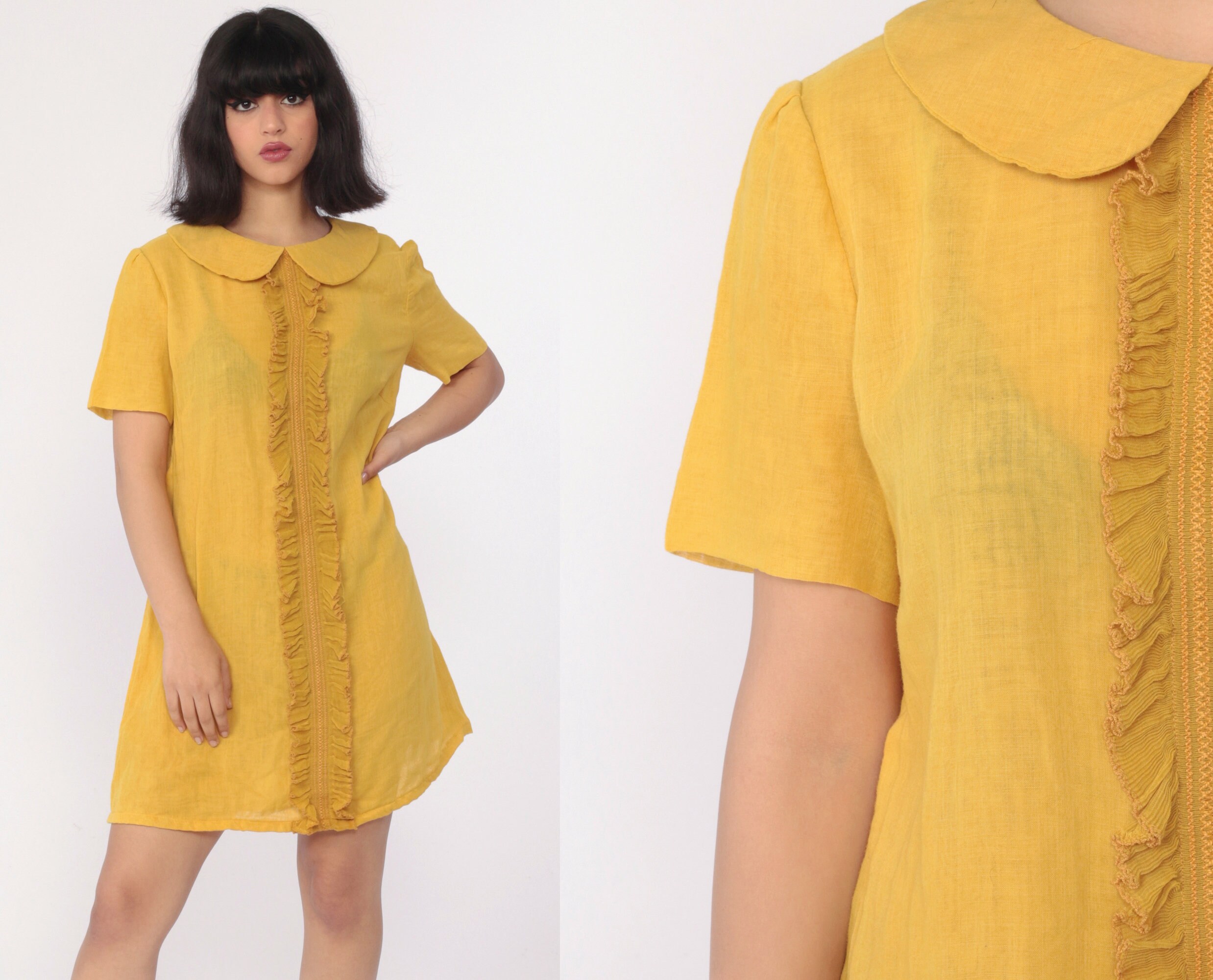 yellow peter pan collar dress