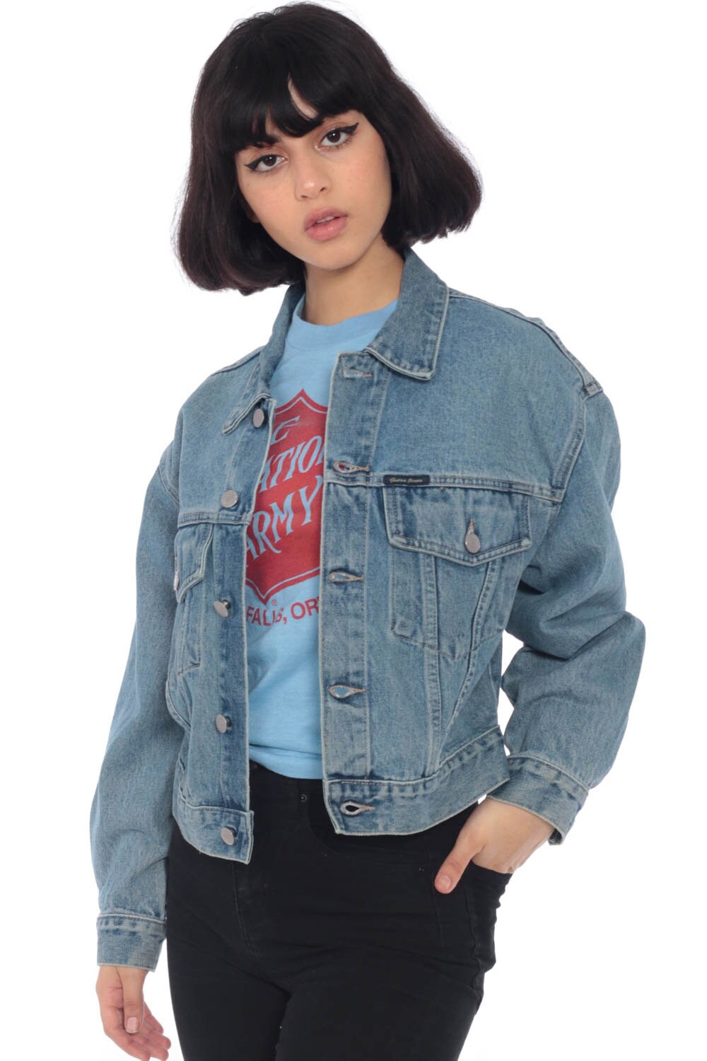 GUESS Jean Jacket USA 90s Denim Jacket Vintage Jacket Trucker Grunge Biker Blue Button Up 1990s 