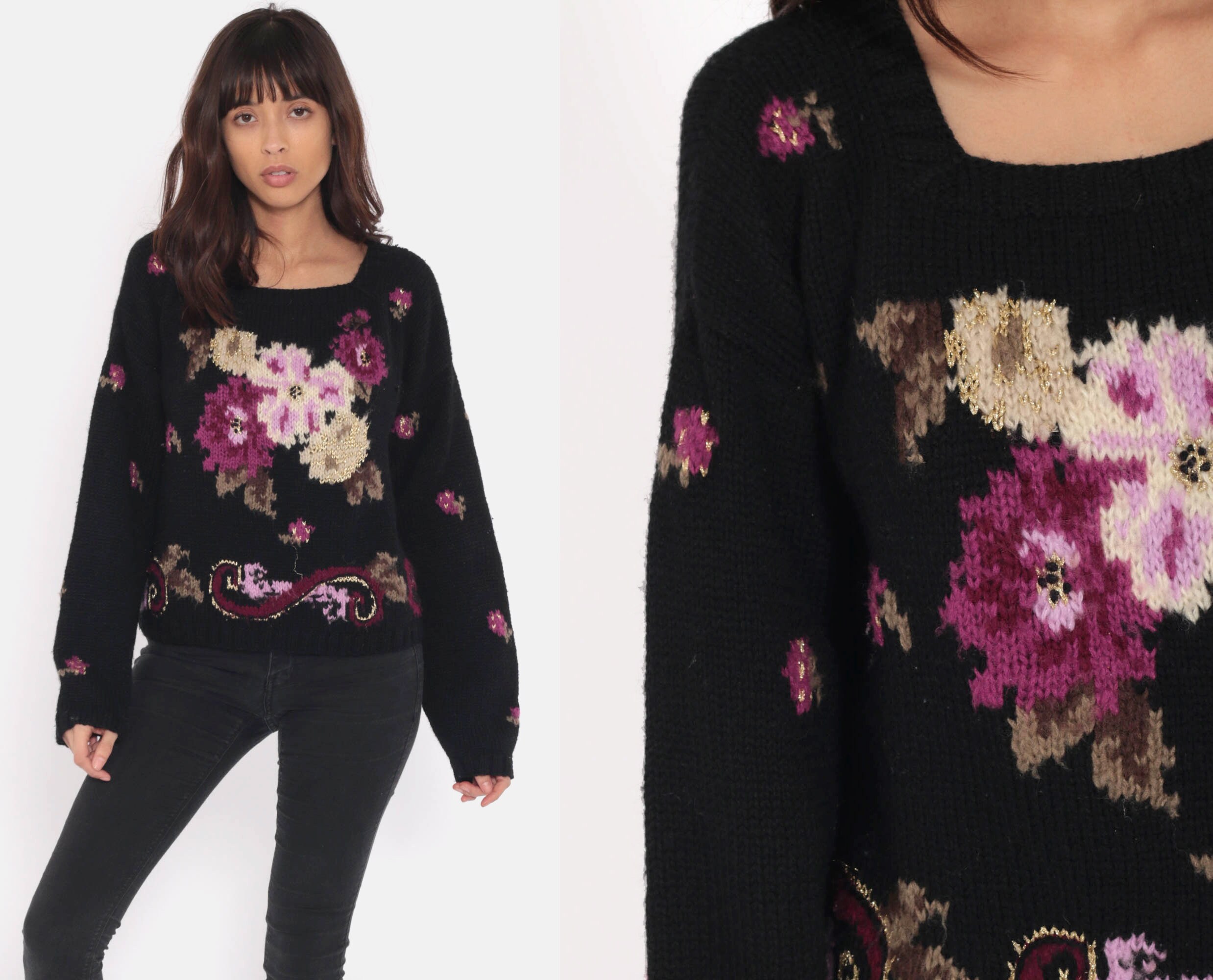 black floral sweater