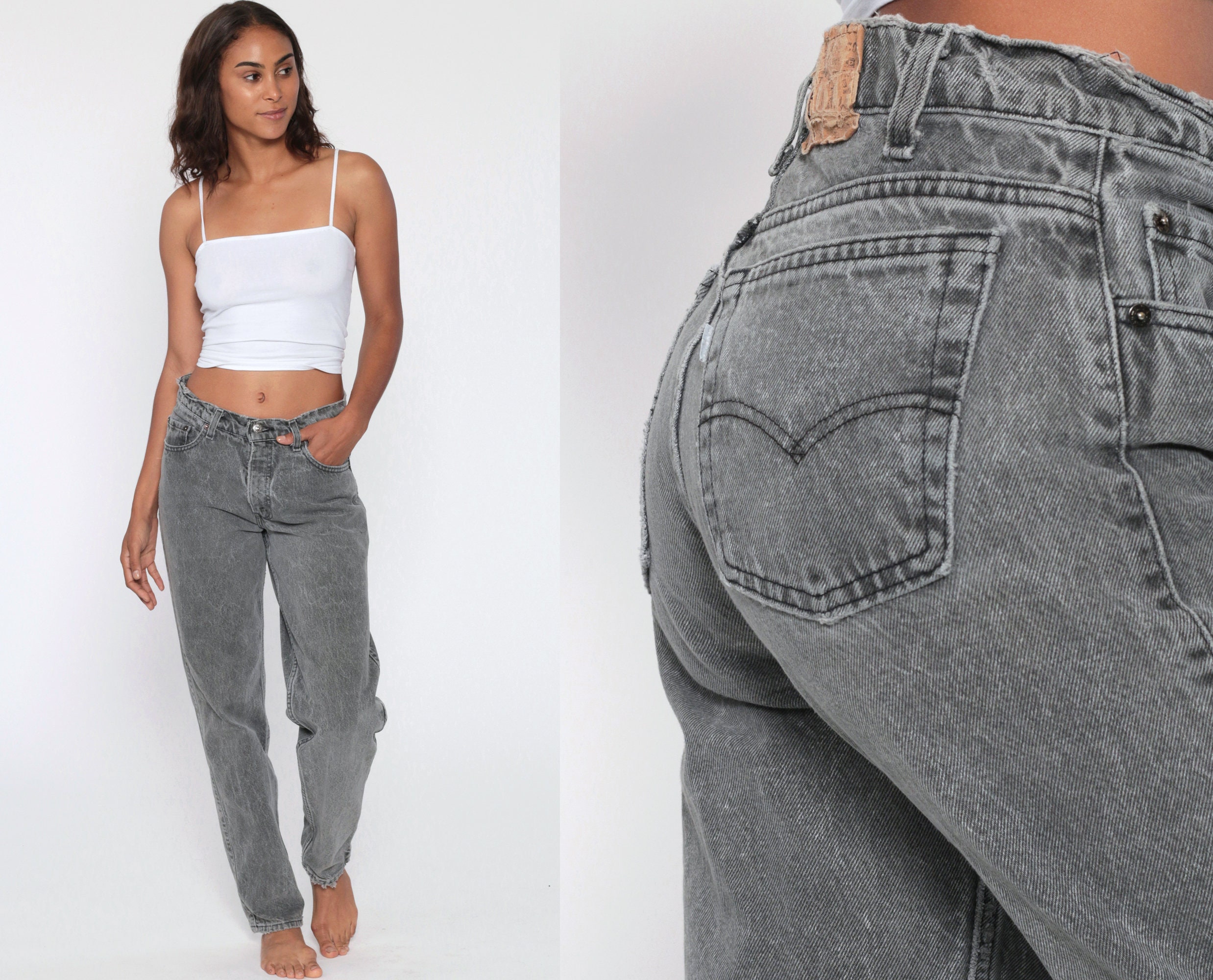 90s Levis Jeans Mom Jeans Grey ACID Wash Denim LEVI STRAUSS Pants 80s Mid  Rise Waist Jeans Levi 90s Vintage Retro Tapered Leg Small 6