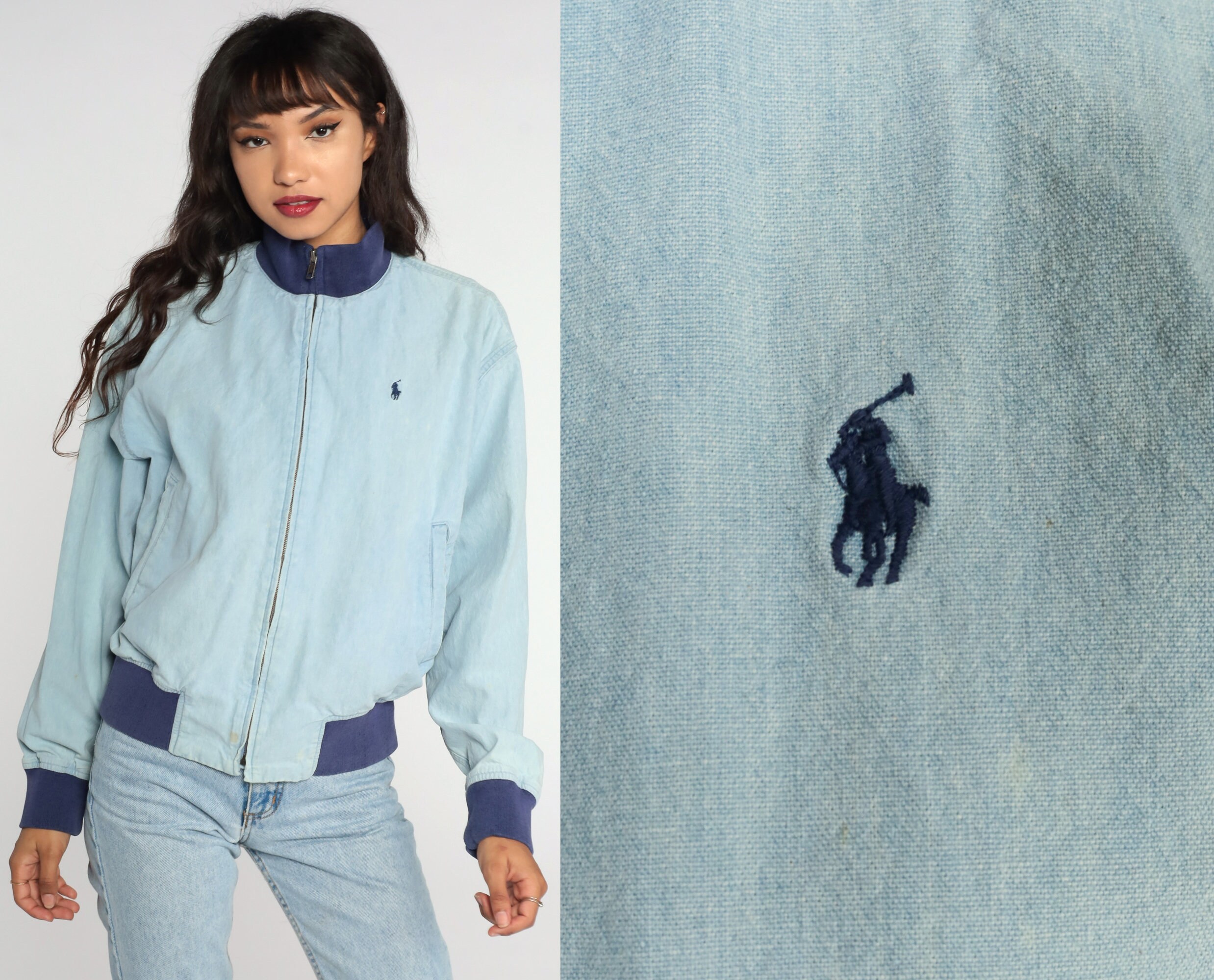 Ralph Lauren Denim Jacket 90s 80s Light Blue Denim Jacket POLO 