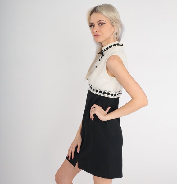 60s Party Dress Black and White Mini Cocktail Dre… - image 5
