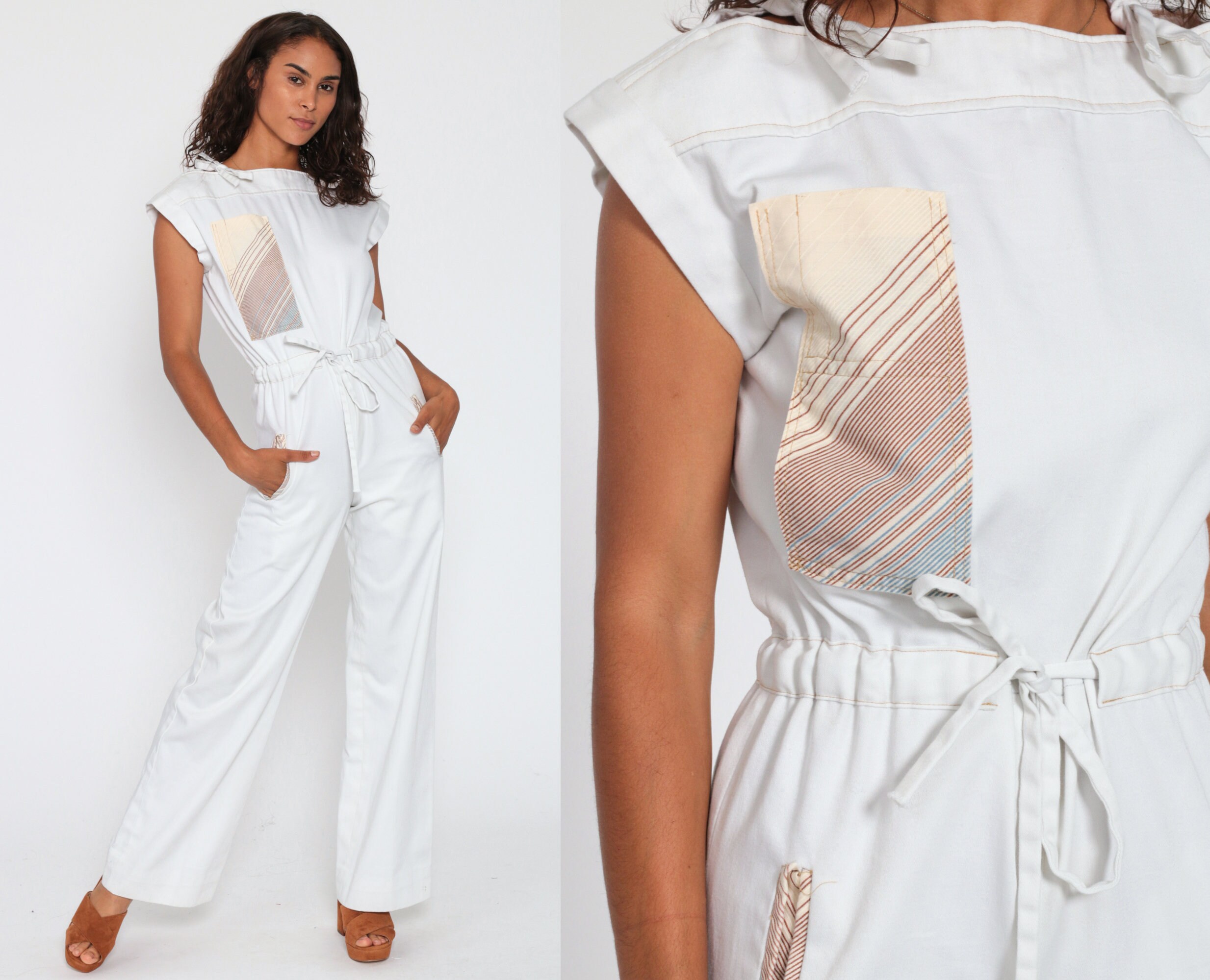 white 70s jumpsuit