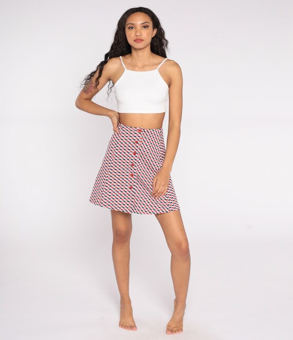 Plaid Mini Skirt 60s 70s Mod Red White Blue High … - image 2