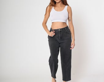 90s Gitano Jeans Black Tapered Mom Jeans Cropped Ankle Jeans High Waisted Denim Pants Relaxed Retro Basic Vintage 1990s Medium 31 x 26 Short