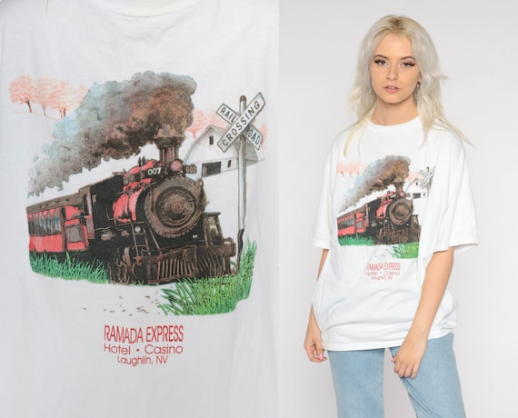 Ramada Express Shirt 90s Laughlin Nevada TShirt Hotel Resort Train Railorad Graphic Tee Retro Hipster Tourist Top Vintage 1990s Mens Large L