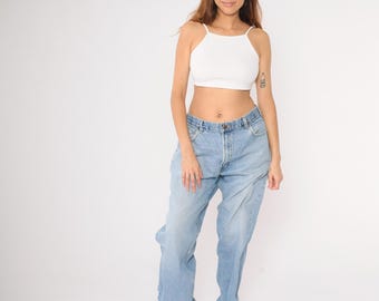 90s Relaxed Jeans Men's 38 x 36 Straight Leg Jeans Denim Pants Blue High Rise Waist Jeans Vintage 1990s Distressed Austin Jeans Large