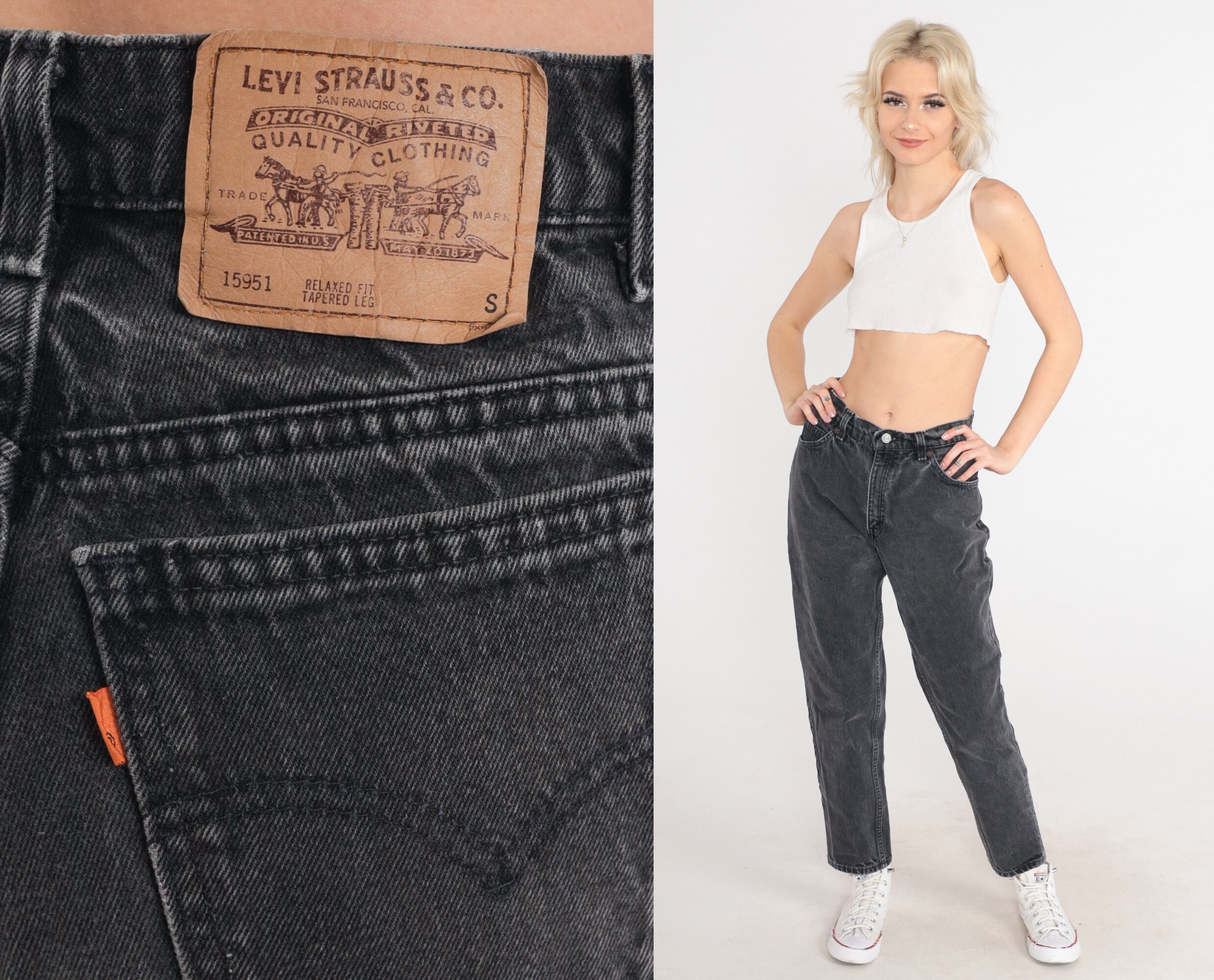 Black Levi Jeans 90s Levis Mom Jeans High Waisted Denim Black Levi Jeans 90s Levis Mom Jeans High Waisted Denim