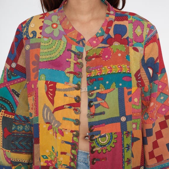 Rainbow Patchwork Jacket Y2K Colorful Hippie Psyc… - image 2