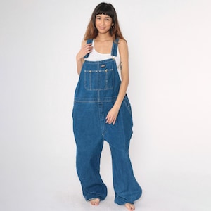 Men&#39;s Dickies Overalls 48x30 00s Blue Denim Bib Overall Pants Baggy Dungarees Workwear Jean Utility Carpenter Relaxed Fit Vintage Men&#39;s XL