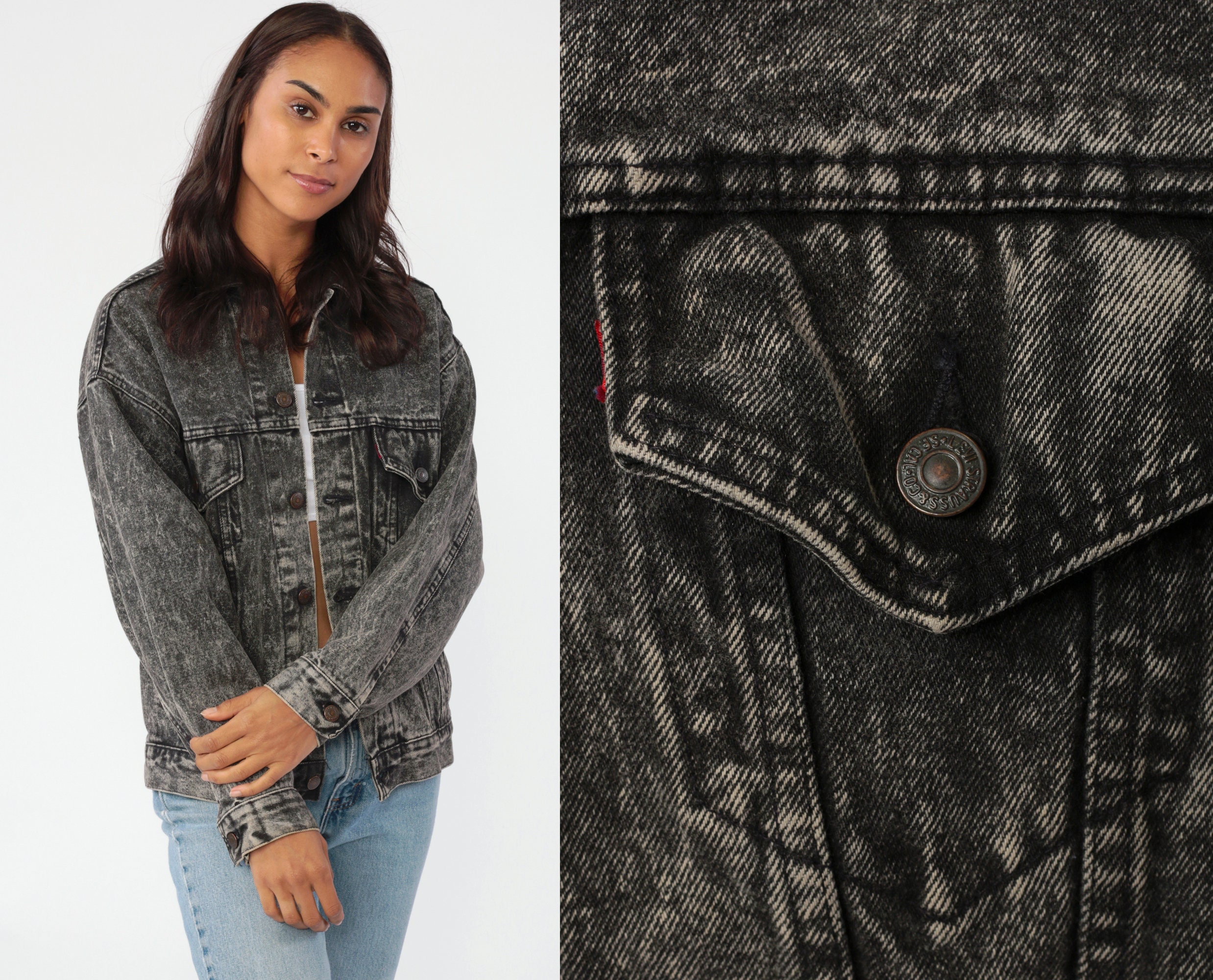 distressed acid wash denim jacket